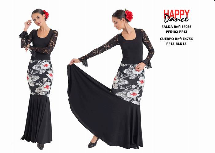 Happy Dance. Jupe Flamenca pour Femme, pour Entrainements ou Représentation. Ref. EF36PFE102PF13